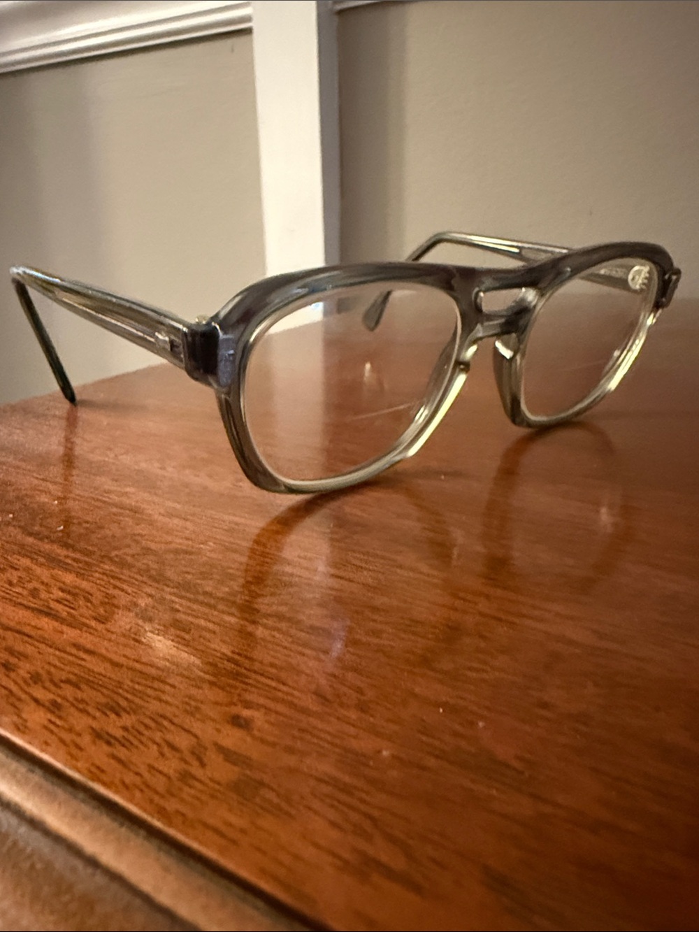 American Optical AO Flexi-Fit Z87 Safety Glasses 1950s 60s Gray Acetate